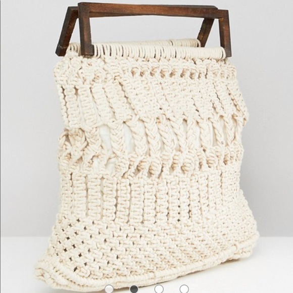 Anthropologie Handbags - Cleobella exclusive macrame bag with wooden handle